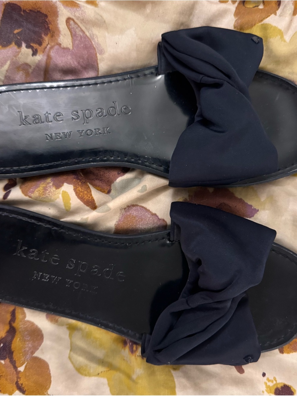Kate Spade New York Navy Bow Slide Sandals
